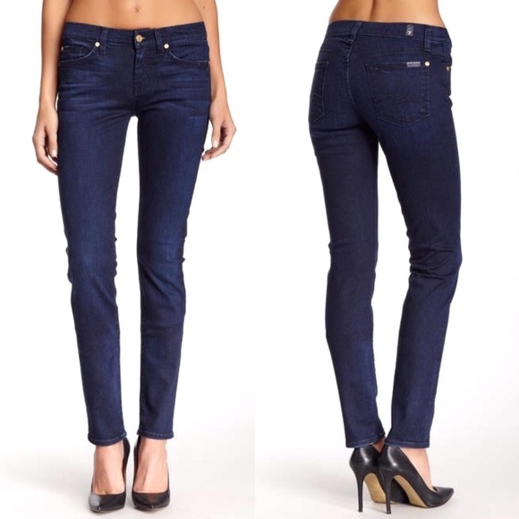 7 For All Mankind Roxanne Dark Wash Jeans - Picture 1 of 8